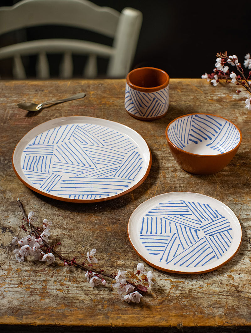 Terracotta bianco – Set di 5 ciotole per la colazione, dipinto a mano dalla Spagna